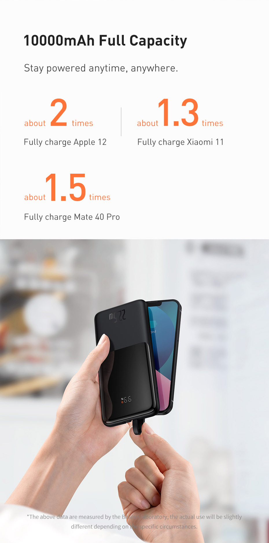 Baseus 22.5W 10000mAh 37Wh Power Bank Digital Display Power Supply With 20W PD & 22.5W SCP QC3.0 Cable Support AFC FCP SCP Fast Charging For iPhone 13 Mini 13 Pro Max For Samsung Galaxy Note 20