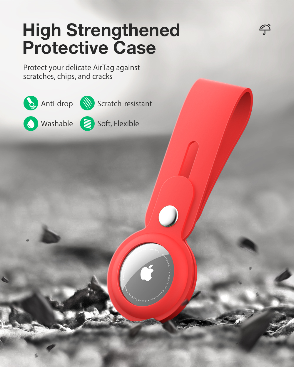 BlitzWolf®BW-TR1 Portable Pure Liquid Silicone Protective Cover Sleeve with Keychain for Apple Airtags bluetooth Tracker