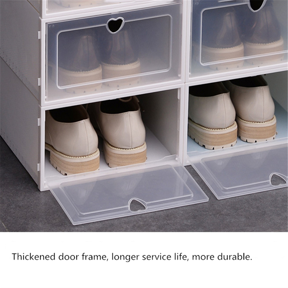 Foldable Clear Plastic Shoe Boxes Storage Organizer Stackable Tidy Box Baskets Alexnld Com