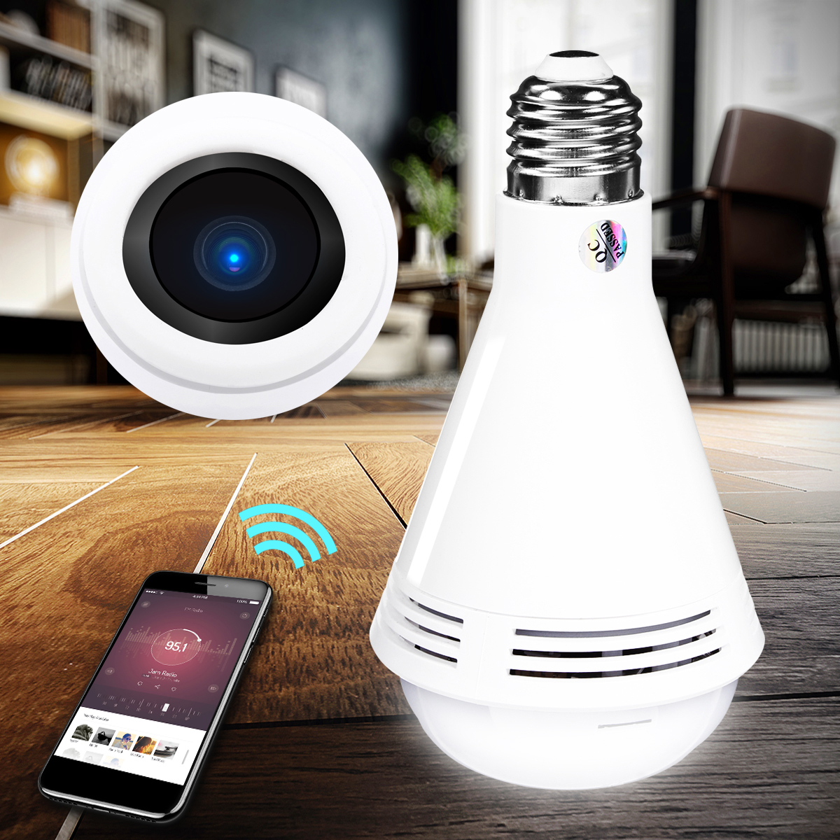 

360° HD 960P 1080P WiFi IP Camera LED Light Bulb Bluetooth Speaker Security Monitoring