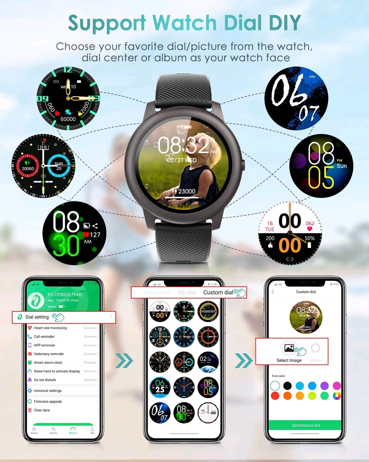 ELEGIANT C530 1.3 inch Full Touch Screen Heart Rate Sleep Monitor 50 Days Standby Customize Watch Faces IP68 Waterproof Smart Watch