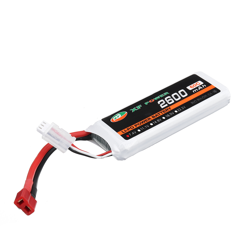XF POWER 7.4V 2600mAh 60C 2S Lipo Battery T Plug for RC Car - Photo: 6