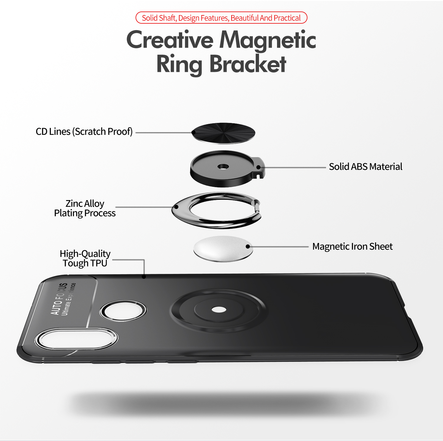 Bakeey 360° Adjustable Metal Ring Magnetic PC Protective Case for Xiaomi Mi A2 / Xiaomi Mi 6X Non-original