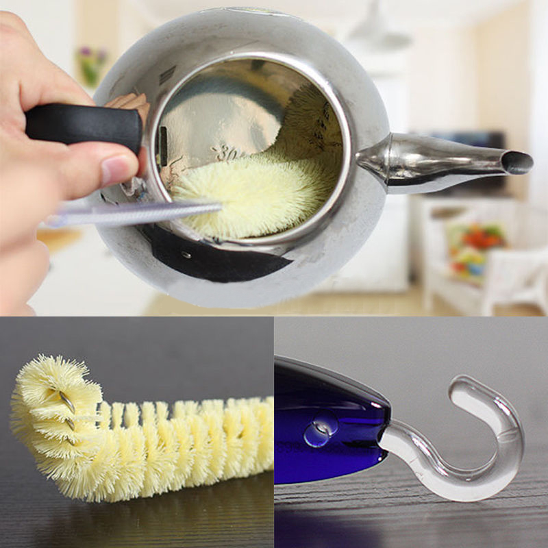 Long Handle Flexible Bottle Cleaning Brush Kitchen Thermos Teapot Cleaner Tool 