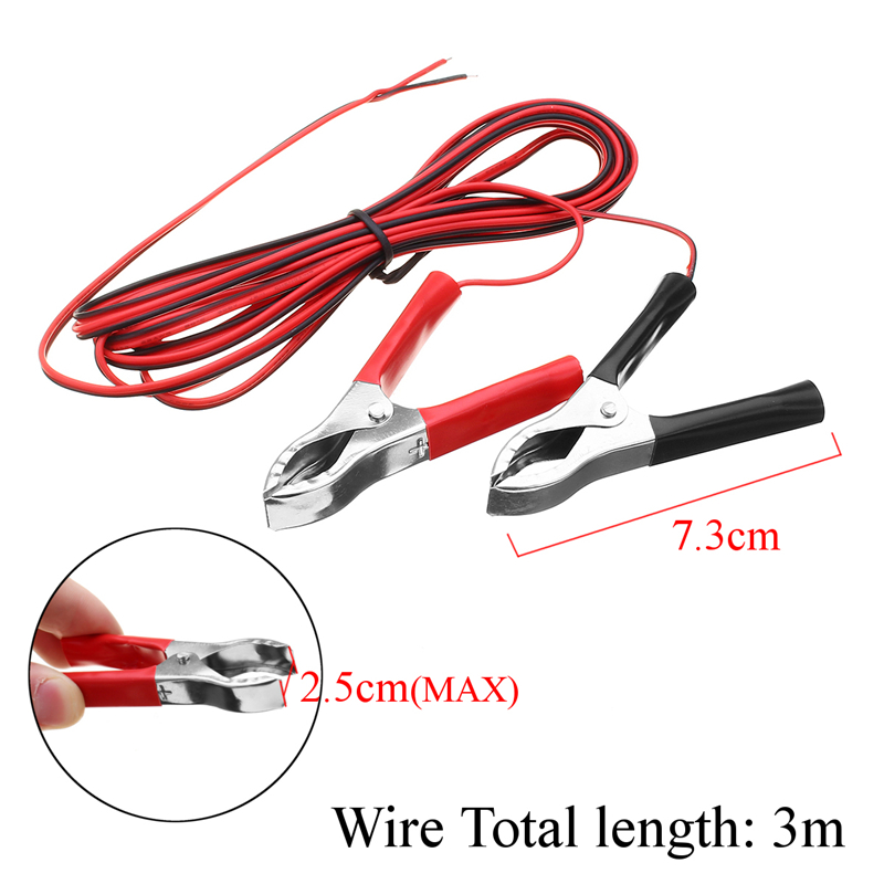 One Pair of 3m Length 3A Red+Black Color Alligator Clip Wiring for Solar Panel 23