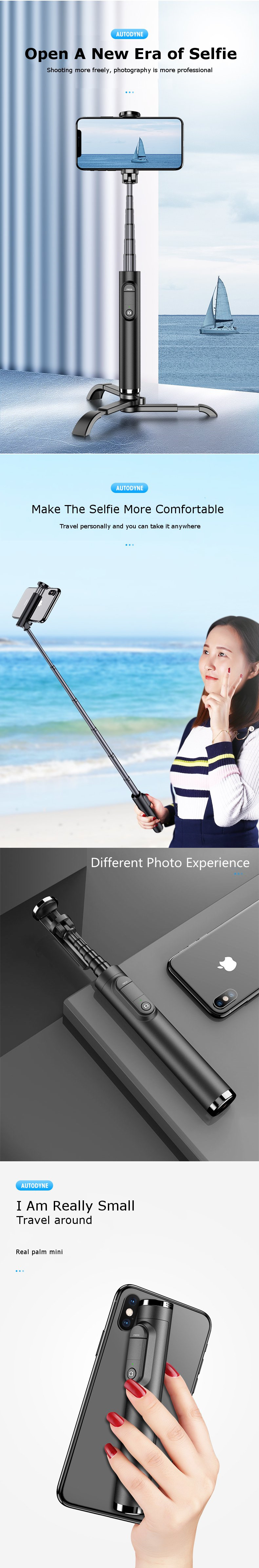 3 in 1 Mini Extended bluetooth Tripod Selfie Stick Live Bracket for iphone X XS Huawei Xiaomi