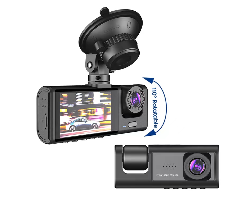 S1 2 Inch Dash Cam 3-way HD 1080P Three-lens Parking Monitor with Night Vision Car DVR