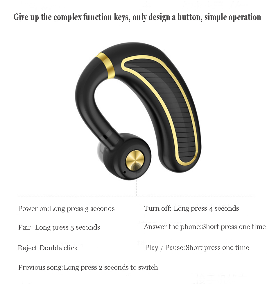 K21 300mAh Sport Uniaural Bluetooth Earphone Headset With Mic Business Sweatproof Waterproof 17