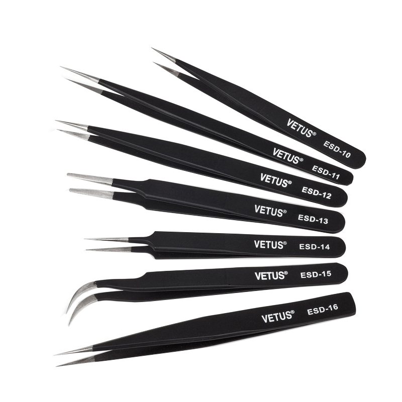 VETUS ESD10-15 Anti-static Stainless Steel Tweezer Set for RC Helicopter Repair Tools Kit - Photo: 4