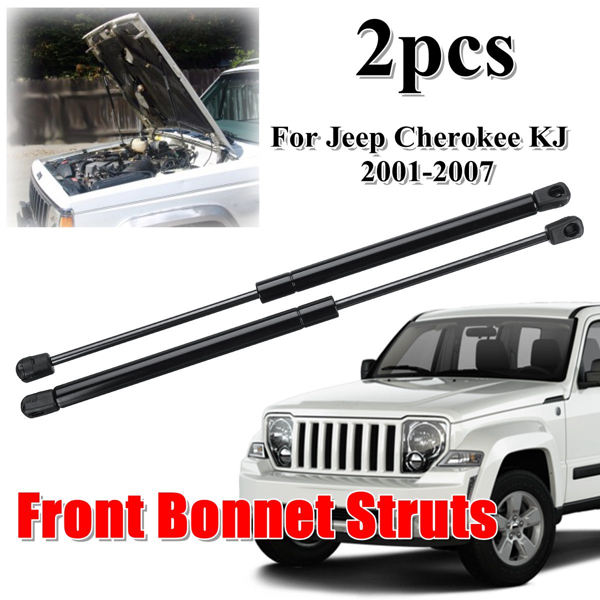 Set of Bonnet Hood Gas Struts 5360411AA fits for Cherokee Liberty KJ Sport Utility 2002-2007 Front left and Right 