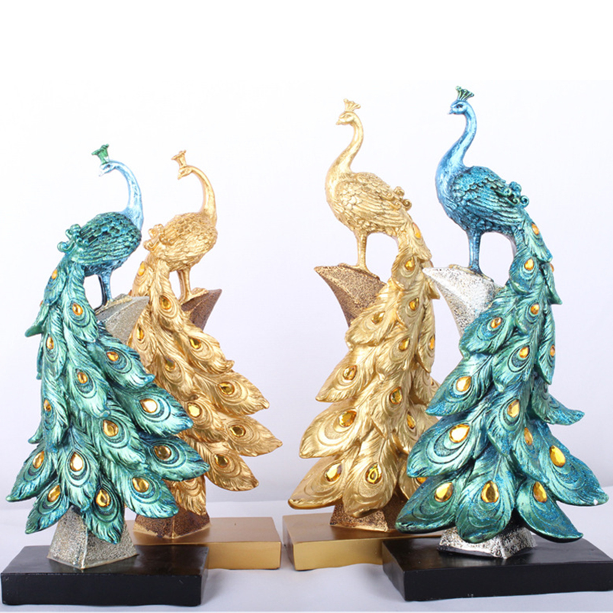 Small Peacock Resin Crafts Statues Wedding Birthday Gift Figurine Home Art Decor 