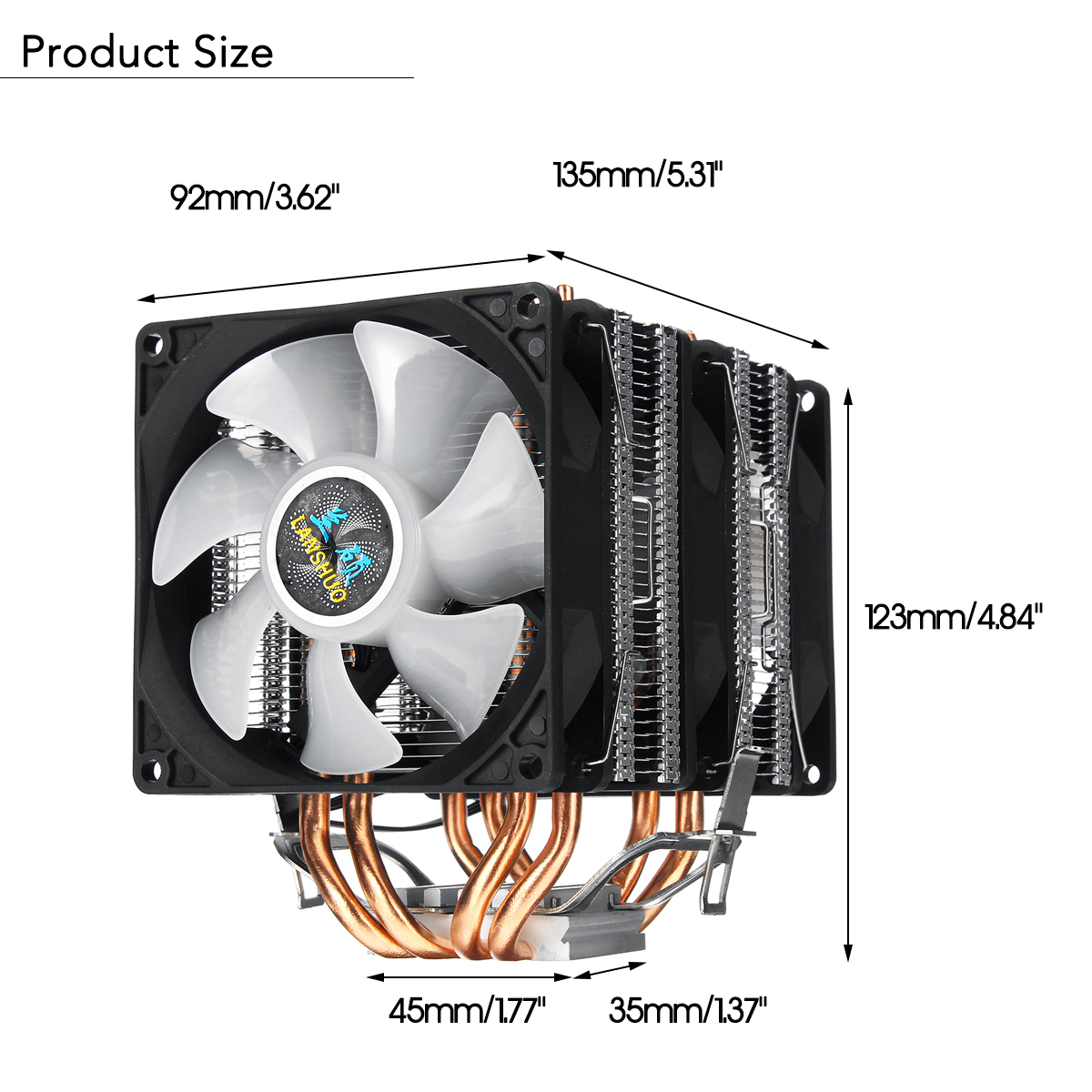 3 Pin Triple Fans Four Copper Heat Pipes Colorful LED Light CPU Cooling Fan Cooler Heatsink for Intel AMD 17