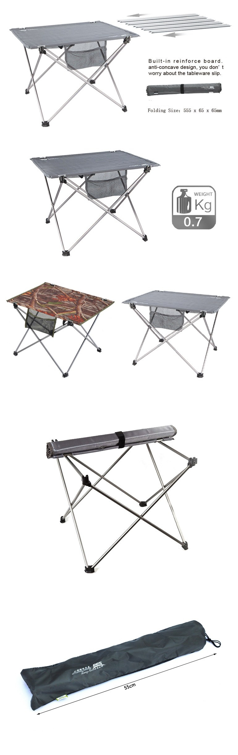 BRS-Z33 Mesa de dobramento portátil Alumínio de alumínio Alloy Outdooors Camping Picnic Desk