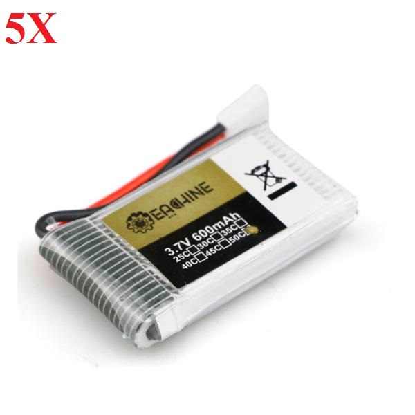 

5X Eachine 3.7V 1S 600mah 50C Lipo Battery For Eachine QX90 QX95 QX80 QX70 FB90 QX100 EX105 EX110
