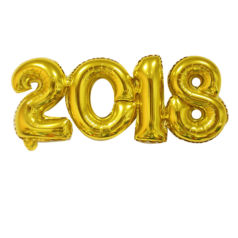 2018 Number Foil Balloon Gold Silver Happy New Year Room Party Decoration