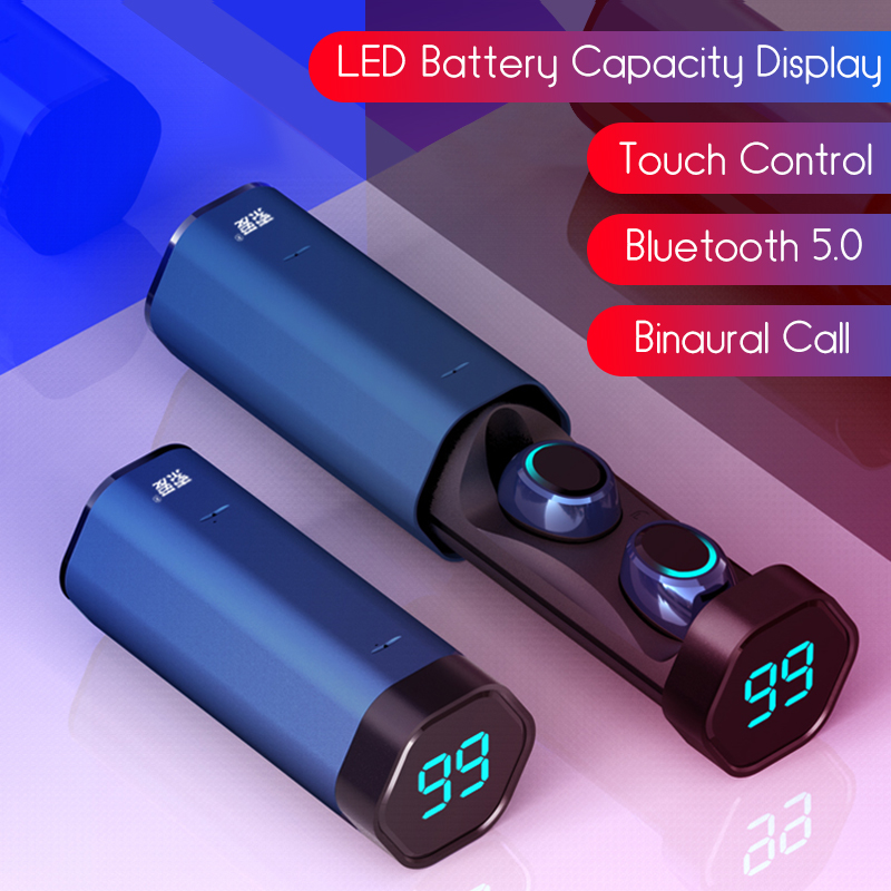 [Bluetooth 5.0] Bakeey T2 TWS Earphone LED Battery Display Smart Touch Binaural Call IPX5 Waterproof 90