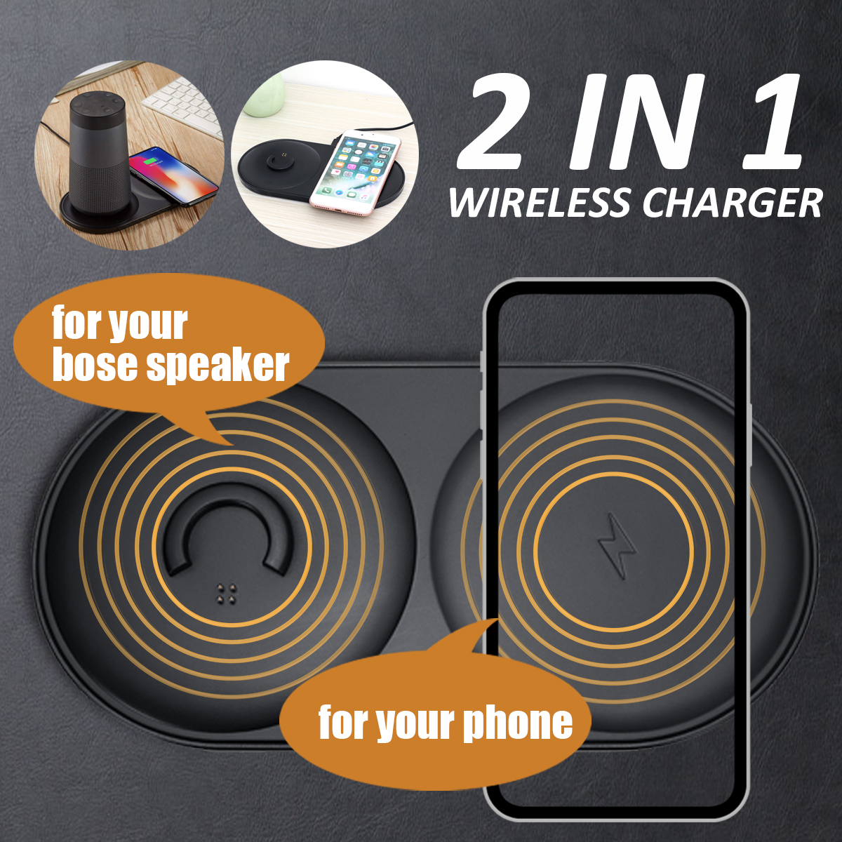 2 in 1 Wireless Charging Charger Pad Speaker Base Charger For SoundLink Revolve For Mobile Phone