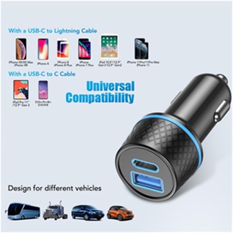 QGEEM 36W USB Car Charger USB C PD 18W LED Light QC3.0 Adaptador de carregamento rápido para iPhone XS 11Pro MI10 Note 9S OnePlus 8Pro