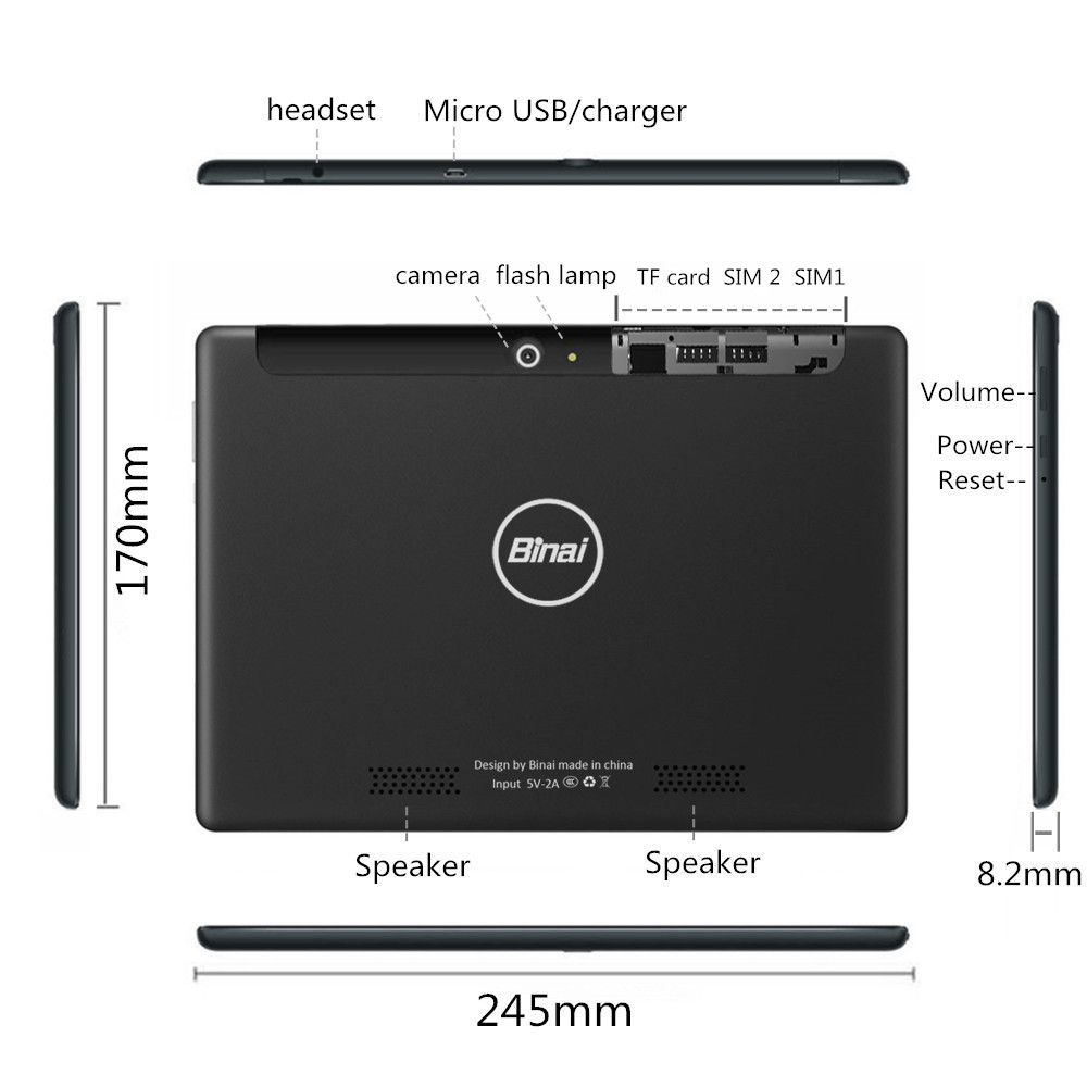 Original Box Binai G10Pro 64GB MT6797X Helio X27 Deca Core 10.1 Inch Android 7.1 Dual 4G Tablet Black