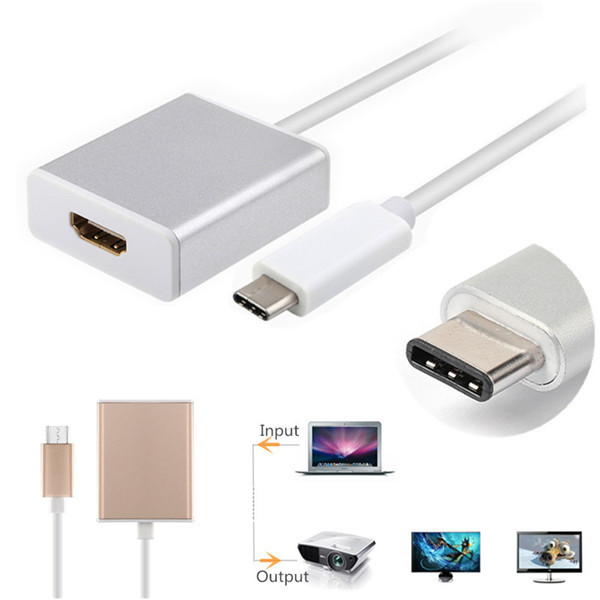 USB-C USB 3.1 Type C to HD 1080p HDTV Adapter Cable with Silver Aluminium Case
