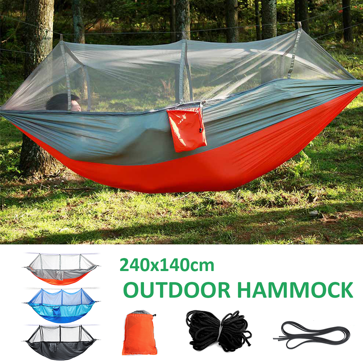 Double Person Travel Hammock Camping Tent Hanging Hammock Bed Beach fN 