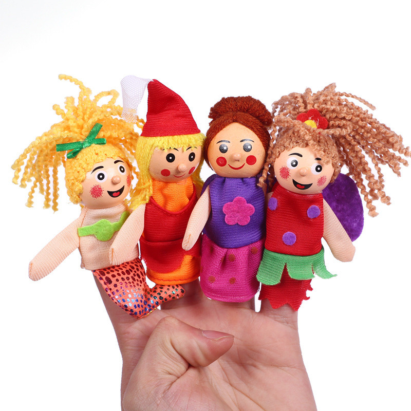 Christmas 7 Types Family Finger Puppets Set Soft Cloth Doll For Kids Childrens Gift Plush Toys