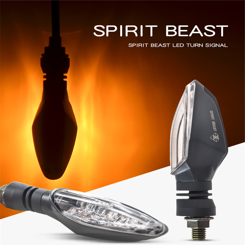 Spirit Beast 12V Motorcycle LED Turn Signal Steering Lights Amber Super Bright Waterproof