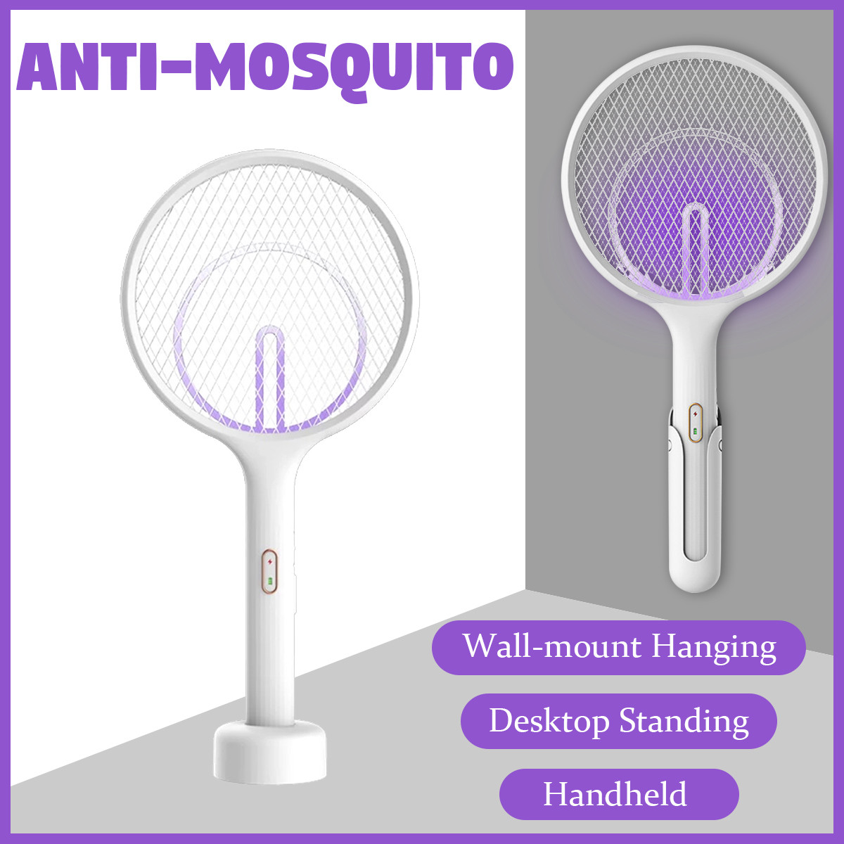 USB Electric Mosquito Killer Fly Insect Swatter Handheld Wall Hanging Bug