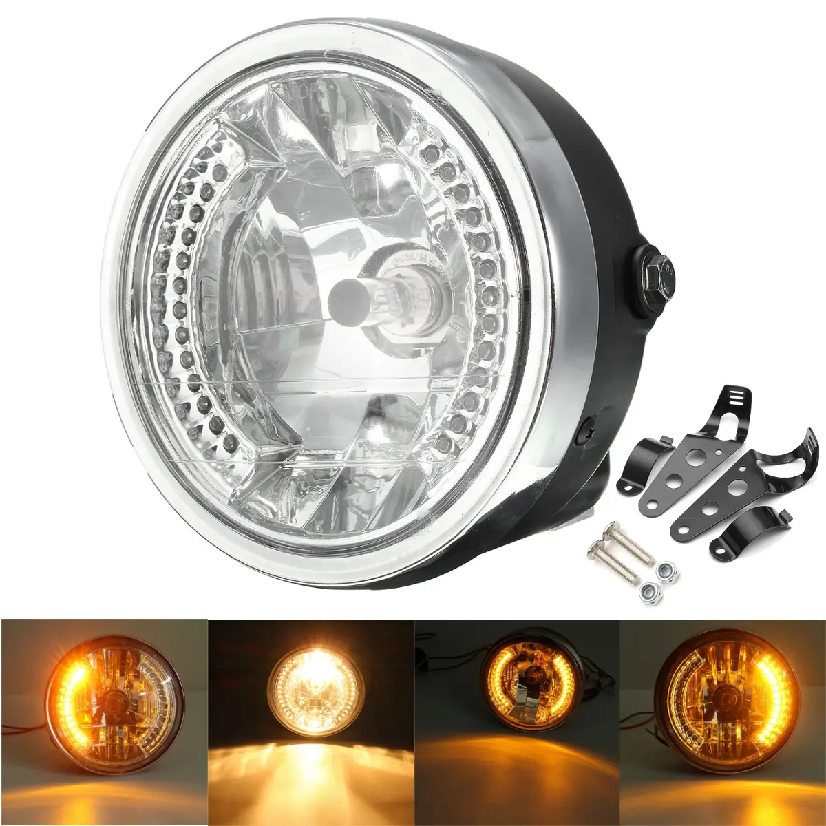 Critical Often spoken Shadow 8 Inch Motorcycle Headlight With LED Turn Signal Indicators Bracket Sale -  Banggood USA Mobile-arrival notice