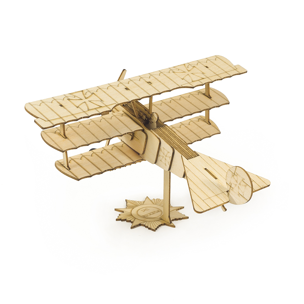 Dancing Wings Hobby VC05 1:38 Mini Fokker-Dr1 Static Model DIY Wooden Toys Puzzle Airplane