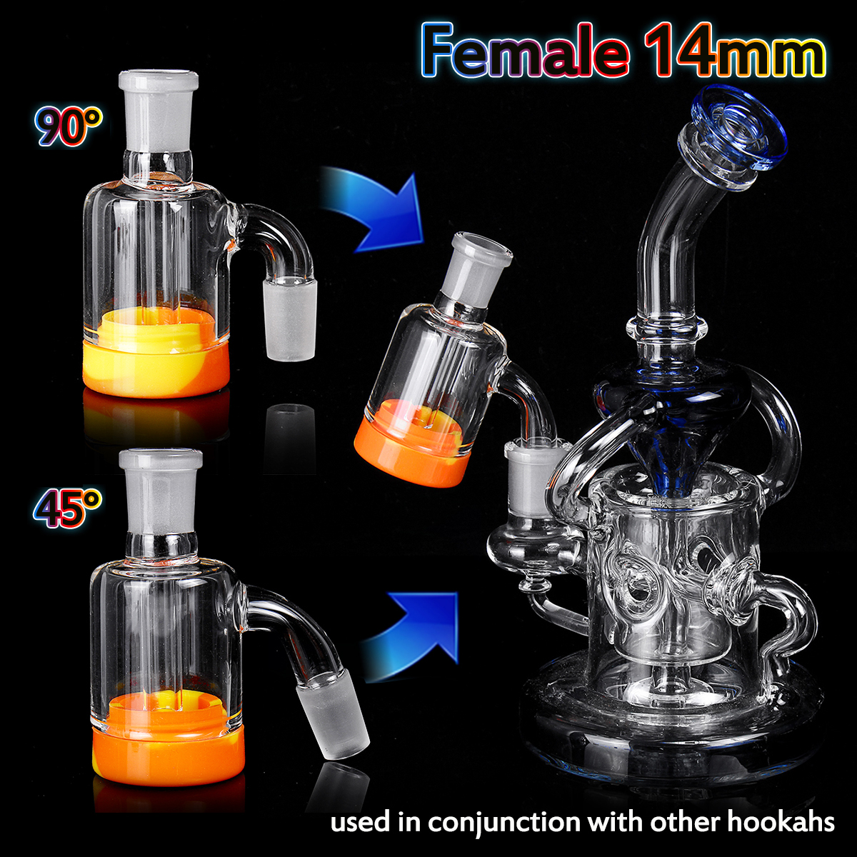 14mm Female Glass Adapter 45 or 90 degree Glass Joint Glass Collector