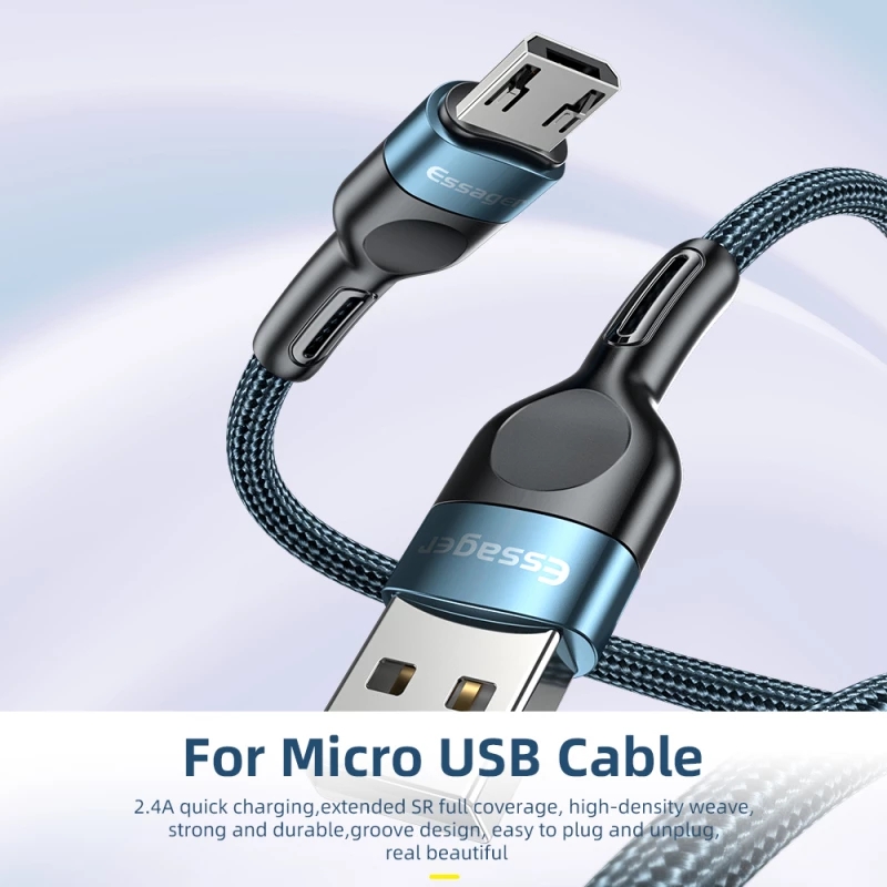 Essgaer 1m/2m 2.4A Micro USB Fast Charging Data Cable for Samsung Huawei OPPO VIVO3.99