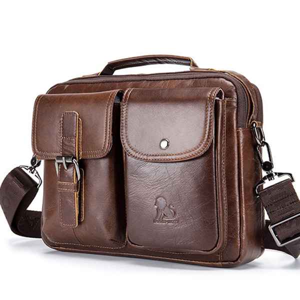 Mens Leather Messenger Bag Retro Laptop Bag Business Briefcase Shoulder ...