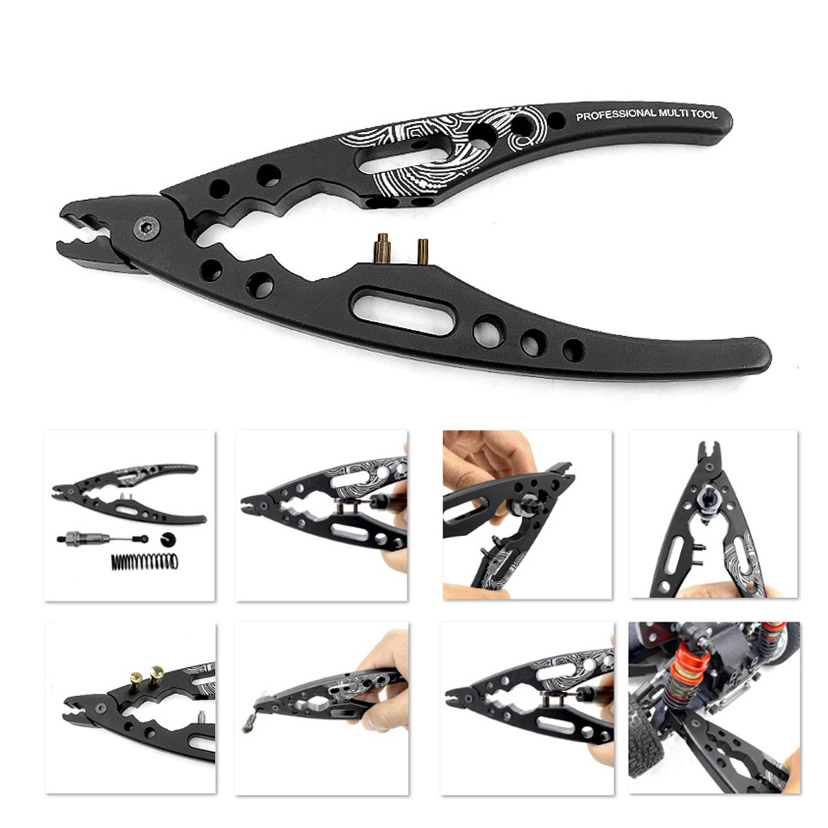Professional Multi Tool Metal Clamp Shock Absorber Pliers Ball Head Clip HUDY for RC 1/8 1/10 RC Car Crawler