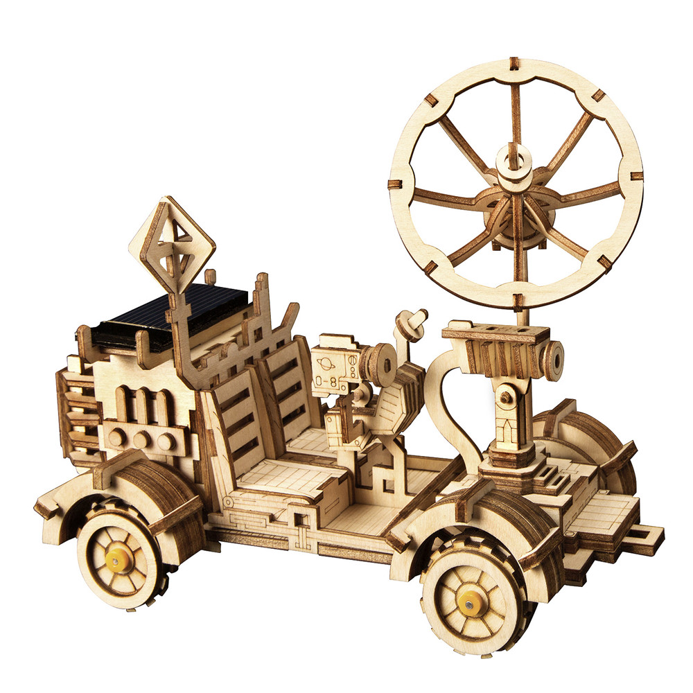 

3D Wooden Puzzle Toys Christmas Birthday Gift Assemble Solar Energy Powered Moon Buggy Teach Model
