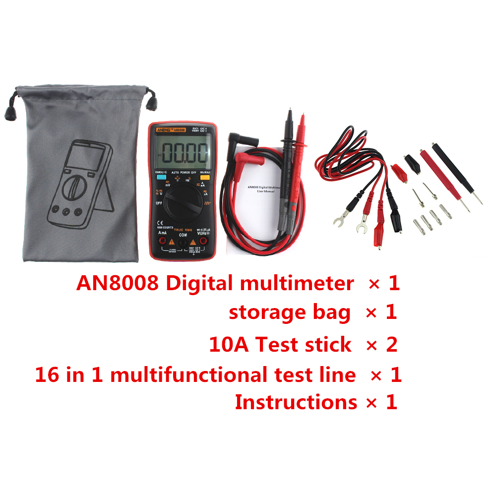 ANENG AN8008 True RMS Wave Output Digital Multimeter 9999 Counts Backlight AC DC Current Voltage Resistance Frequency Capacitance Square Wave Output 30