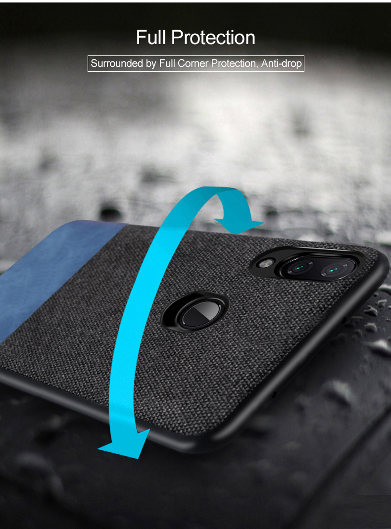 Bakeey Luxury Fabric Splice Soft Silicone Edge Shockproof Protective Case For Xiaomi Redmi Note 7 Non-original