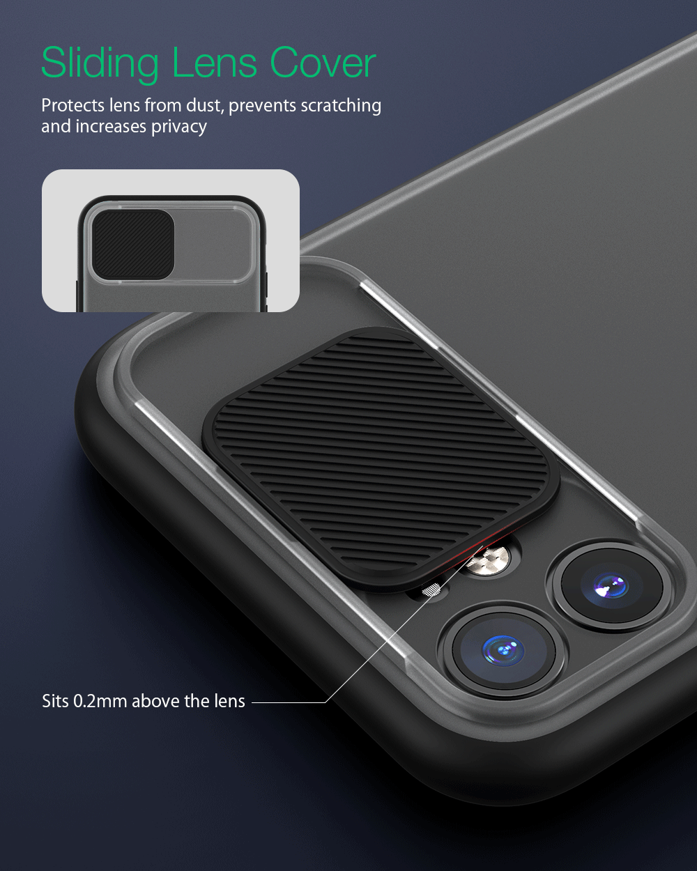 BlitzWolf® BW-AY2 Anti-Hacker Peeping Slide Lens Cover Shockproof Anti-scratch Translucent Protective Case for iPhone 11 / for iPhone 11 Pro / for iPhone 11 Pro Max