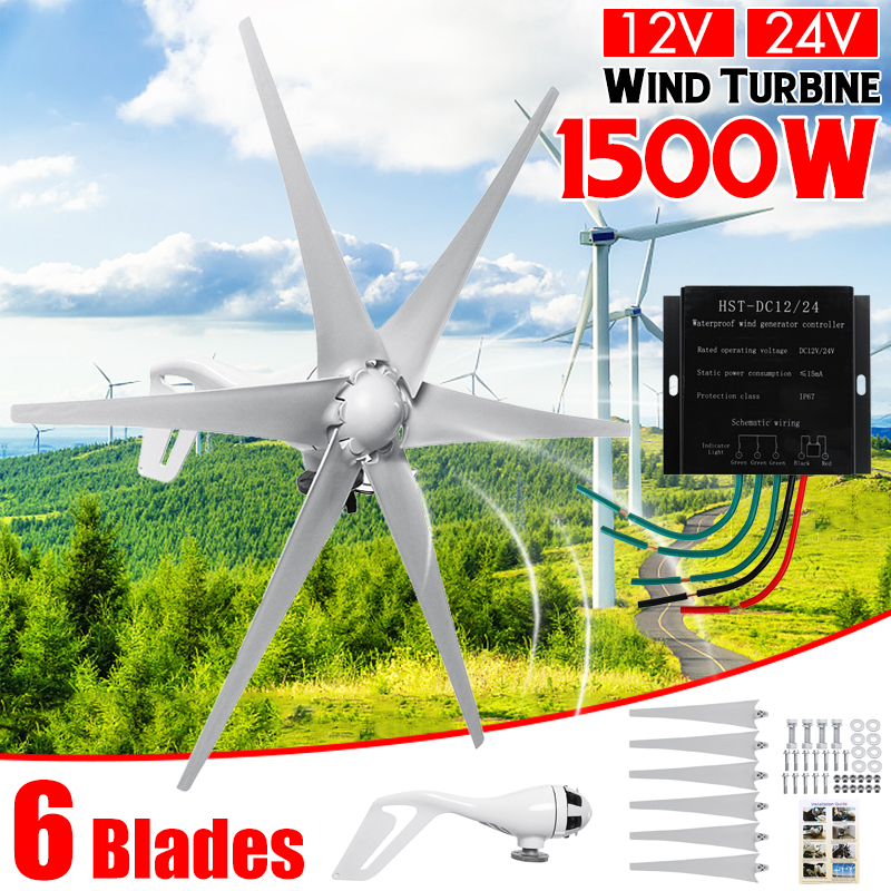 6 Blade 12V/24V 800W Wind Turbine Wind Horizontal Power Generator Kit