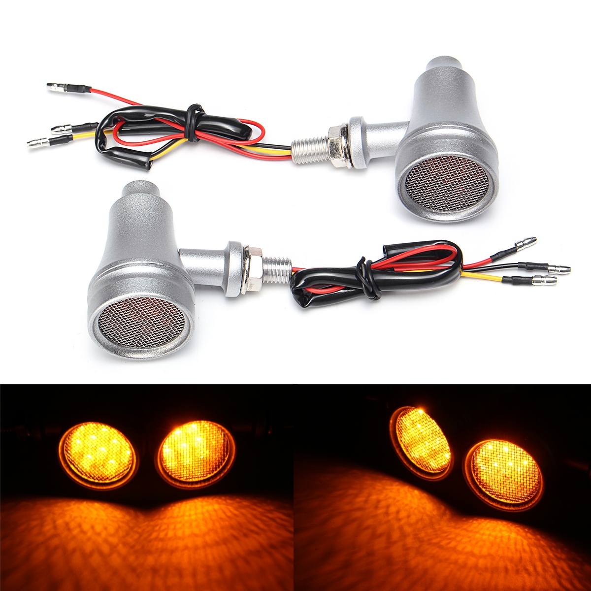 12V Motorcycle Turn Signal Lights Amber Bullet Aluminum Alloy Lamp Universal