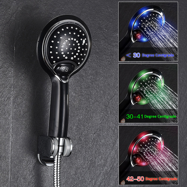 

Digital LCD Display Temperature Control 3 Colors LED Water Power Shower Head Powered Spray for Baby Pregnant Women