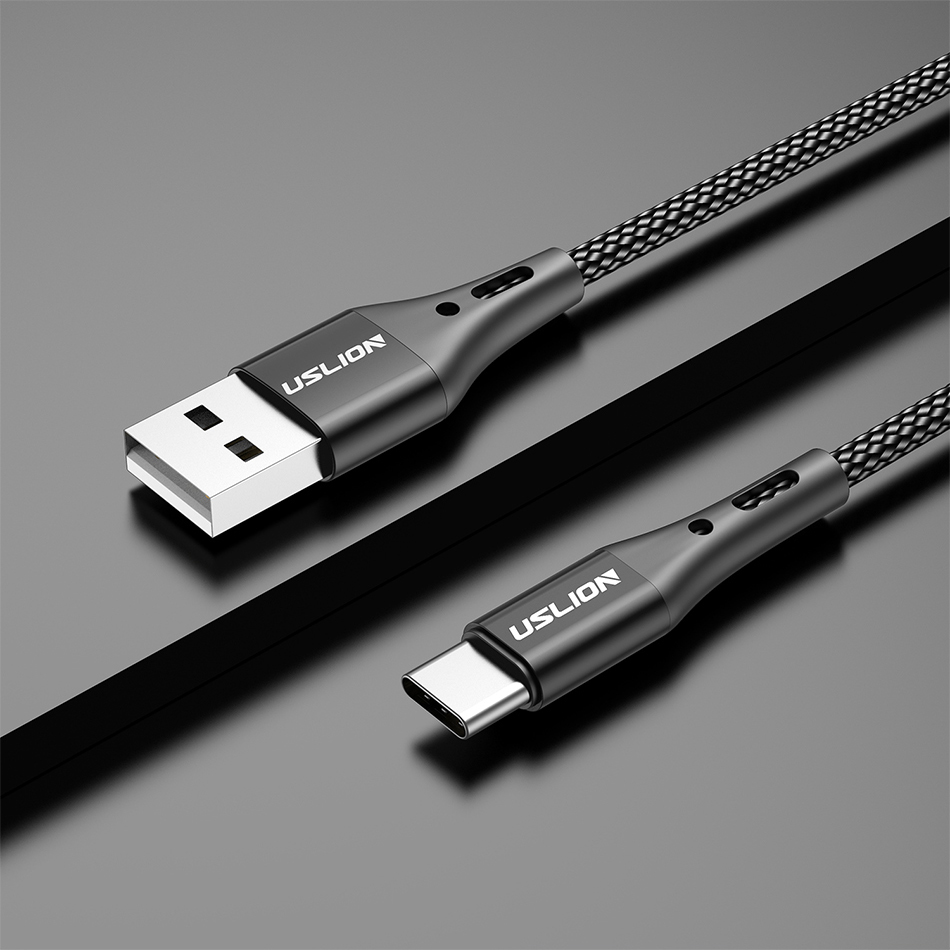 USLION 3A Type C High Density Weaving Fast Charging Data Cable For Samsung Galaxy S22 S22 Ultra Galaxy Z Flip 4 For Xiaomi Mi 12T Redmi Note 12 Huawei P50