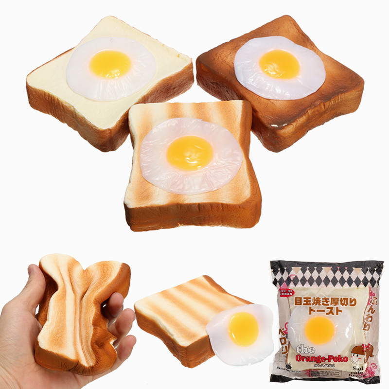 

Meistoyland Squishy Bread Toast Slice с яйца Медленный рост с упаковкой Подарочный декор Мягкая игрушка