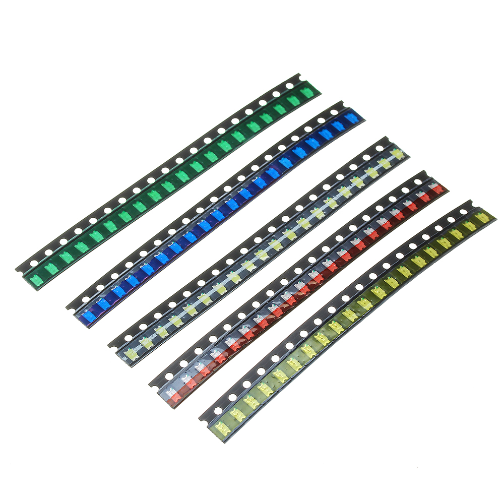 500Pcs 5 Colors 100 Each 1206 LED Diode Assortment SMD LED Diode Kit Green/RED/White/Blue/Yellow