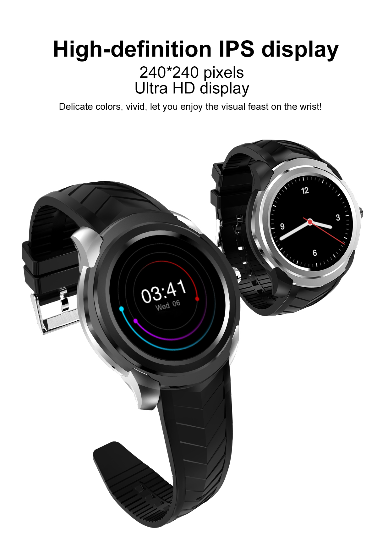 Bakeey C1 1.3inch 512MB 8GB GPS Heart Rate Monitor Pedometer bluetooth Smart Watch For iPhone X 8/8P