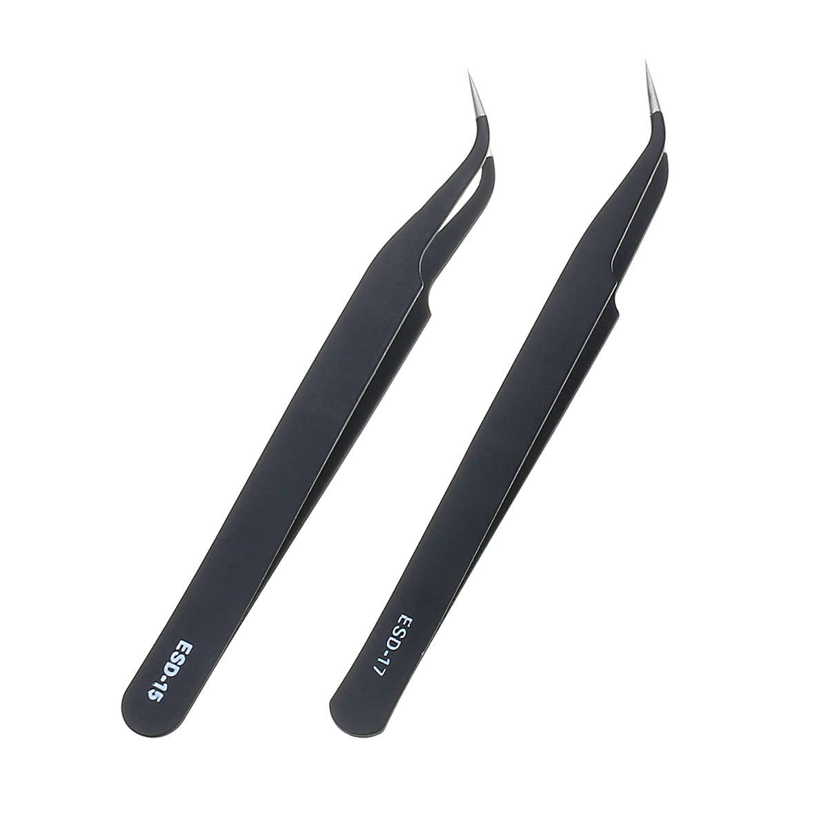 9 Pcs ESD Tweezer Anti-static Stainless Steel Precision Tweezers for Electronics Nail Beauty 12