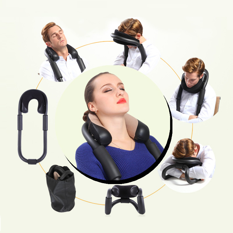 IdeaShow Black Neck Protecting U-shaped Pillow Airplane Car Office Nap Pillow Travel Pillow
