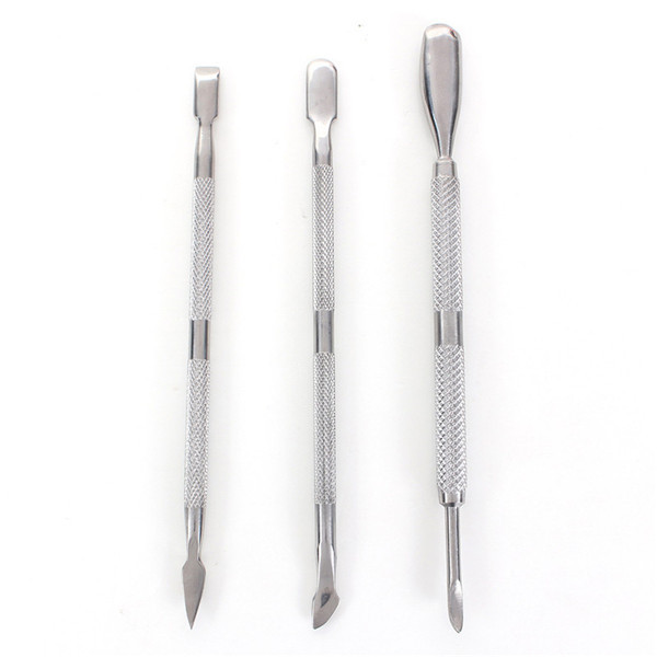3pcs Stainless Steel Cuticle Nail Gel Pusher Spoon Cleaner Manicure Pedicure Tools Set Kit