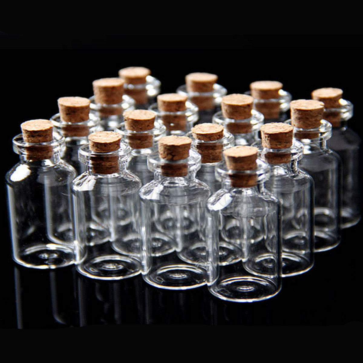 

10Pcs 18x40mm Mini Clear Wishing Message Glass Bottles Vials With Cork
