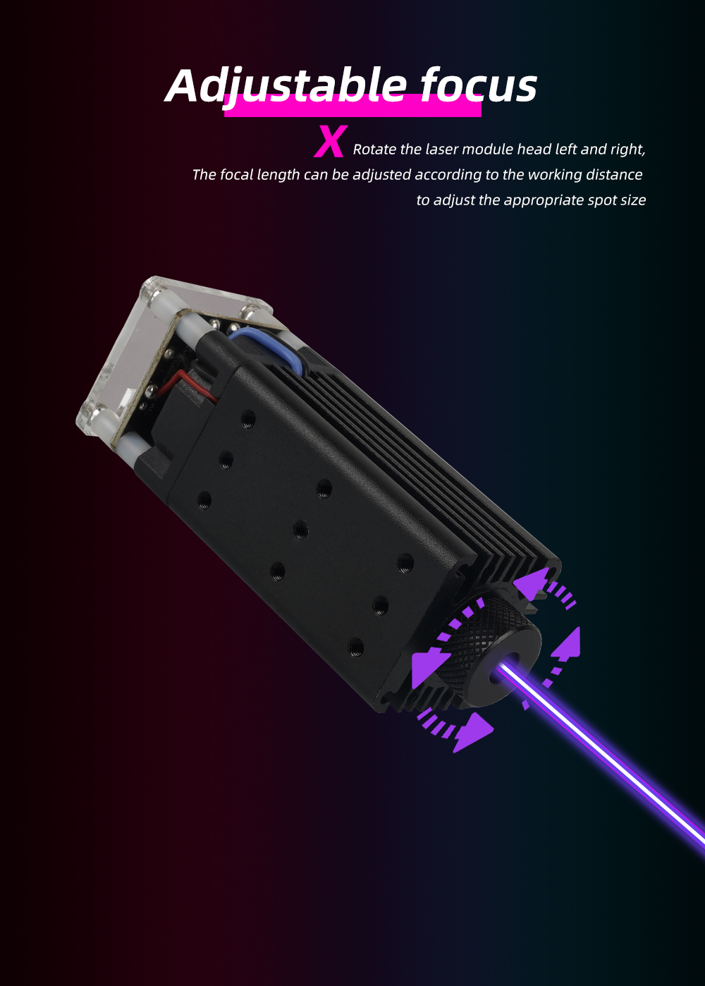 Kingroon 24V 445nm Laser Engraving Module Head Blue Violet Light Adjustable Laser Head for 3d Printer Part Cutting Machine